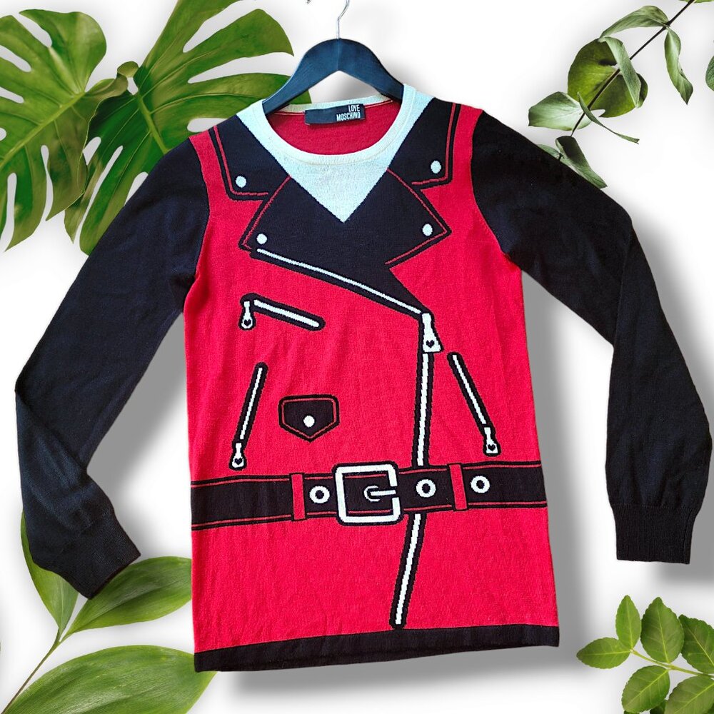 Love Moschino Wool-Blend Moto Sweater, sz XS